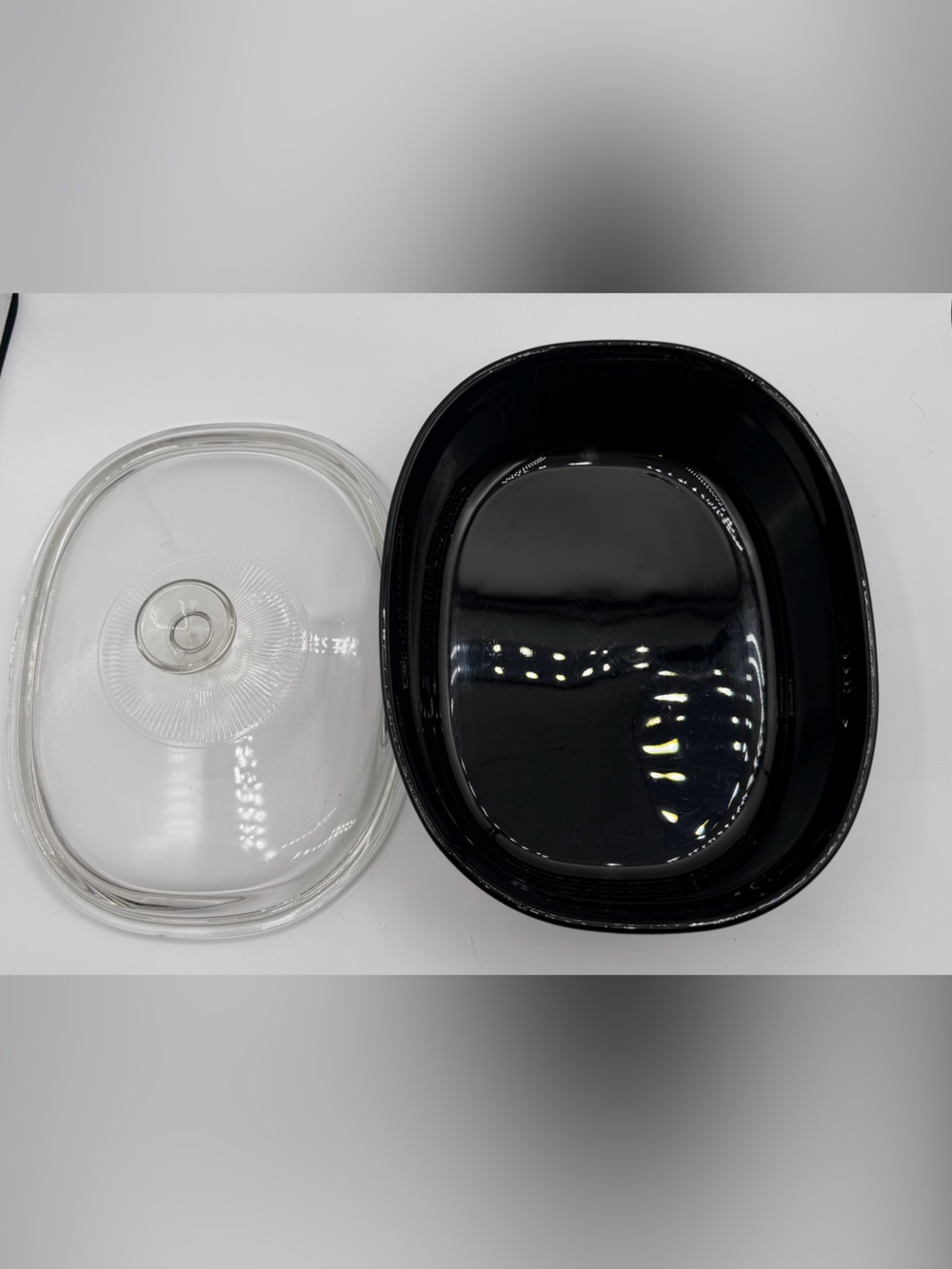 Corningware Casserole Dish with Lid Oval French Black Pyrex 2.5qt 2.8L Bakeware